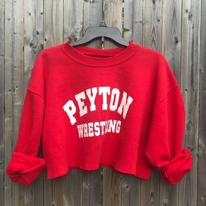 Vintage RED Oversized Crop Crewneck Sweater